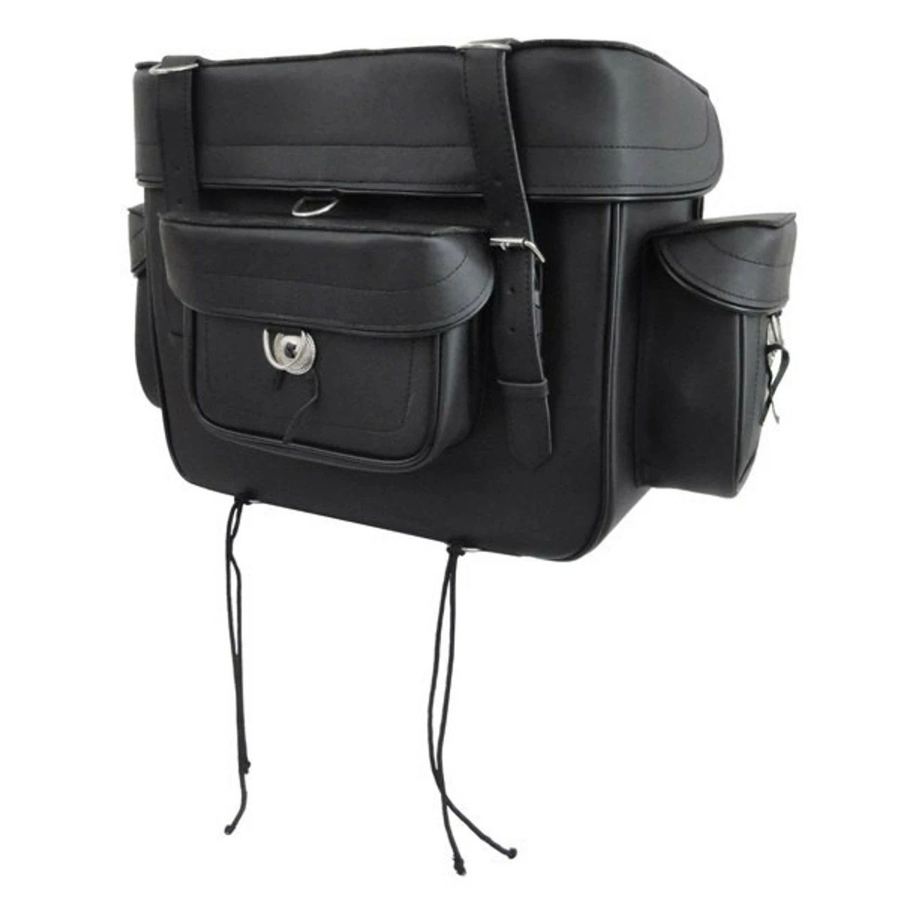 Vance SB2 Plain Black Large Biker Motorcycle Travel Luggage Sissy Bar Bag - Image 2