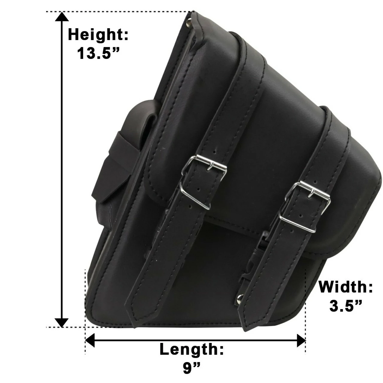 Vance SA403 Black Lone Motorcycle Swing Arm Saddlebag With Pocket - Image 2