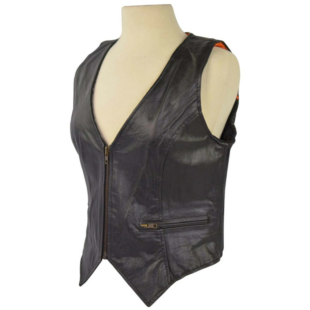 Women's Leather Vest With Stretchable Sides - Image 2