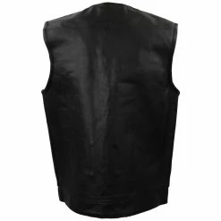 Alternative view of Vance MV122 Mens Black Collarless SOA Style Snap/Zip Front Leather Motorcycle Vest