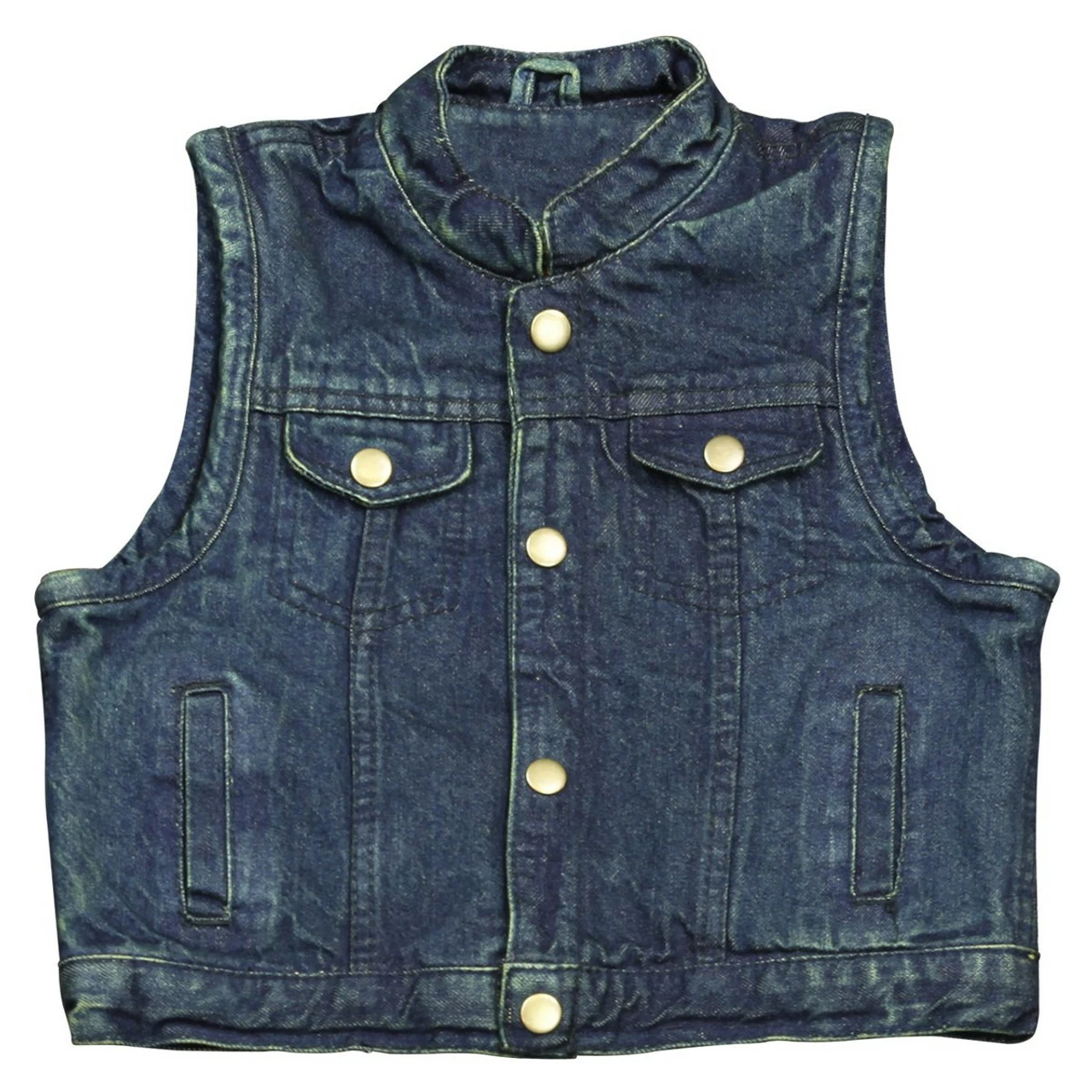 KV744 Kids Childrens Boys Girls Biker Motorcycle SOA Club Style Black Or Blue Denim Vest - Image 2