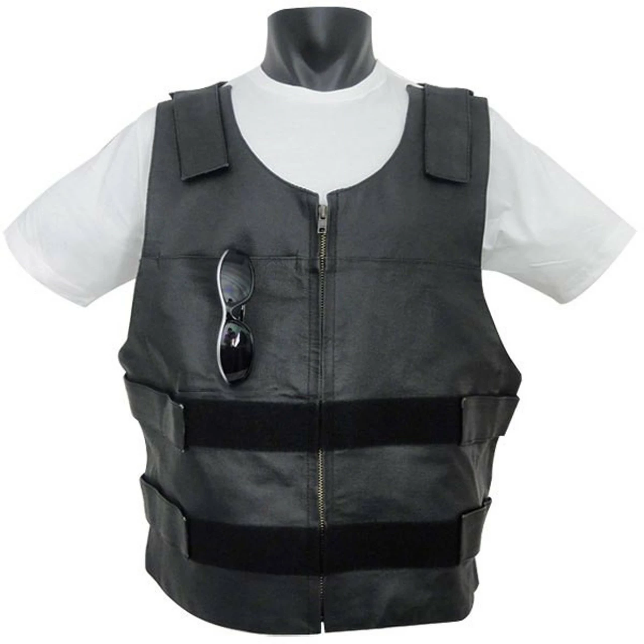 Vance MV101 Men's Bulletproof Style Biker Leather Motorcycle Vest - Image 3