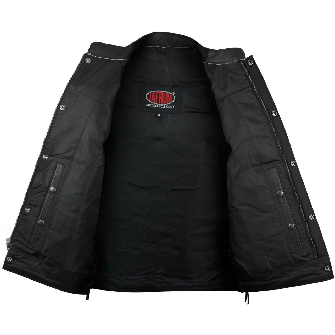 Vance MV112 Mens Black Straight Bottom Buffalo Nickel Snaps Motorcycle Leather Vest - Image 3