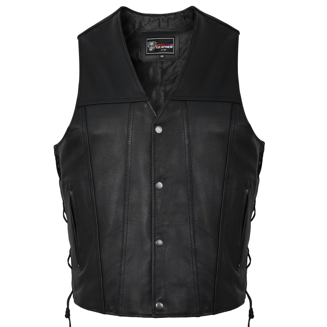 Vance Leather VL940 Gambler Style Premium Cowhide Leather Vest