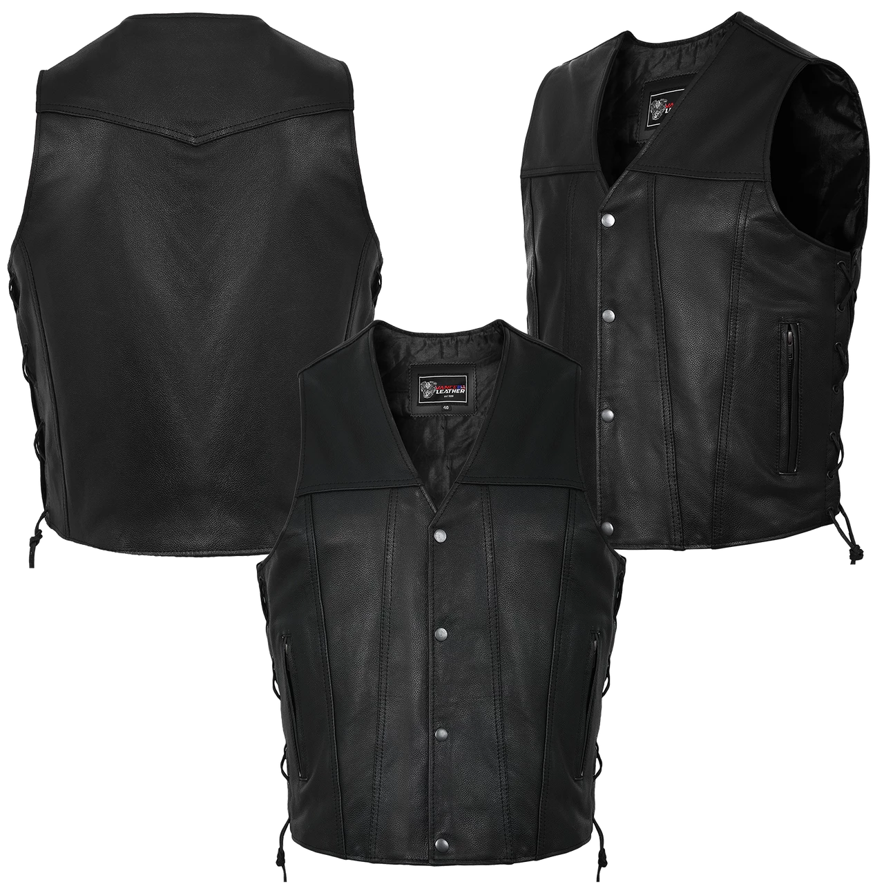 Vance Leather VL940 Gambler Style Premium Cowhide Leather Vest - Image 6