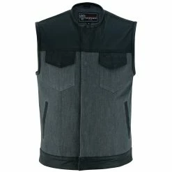 Alternative view of Vance Leathers Men's Grey Denim & Leather Motorcycle Vest With CCW Pockets