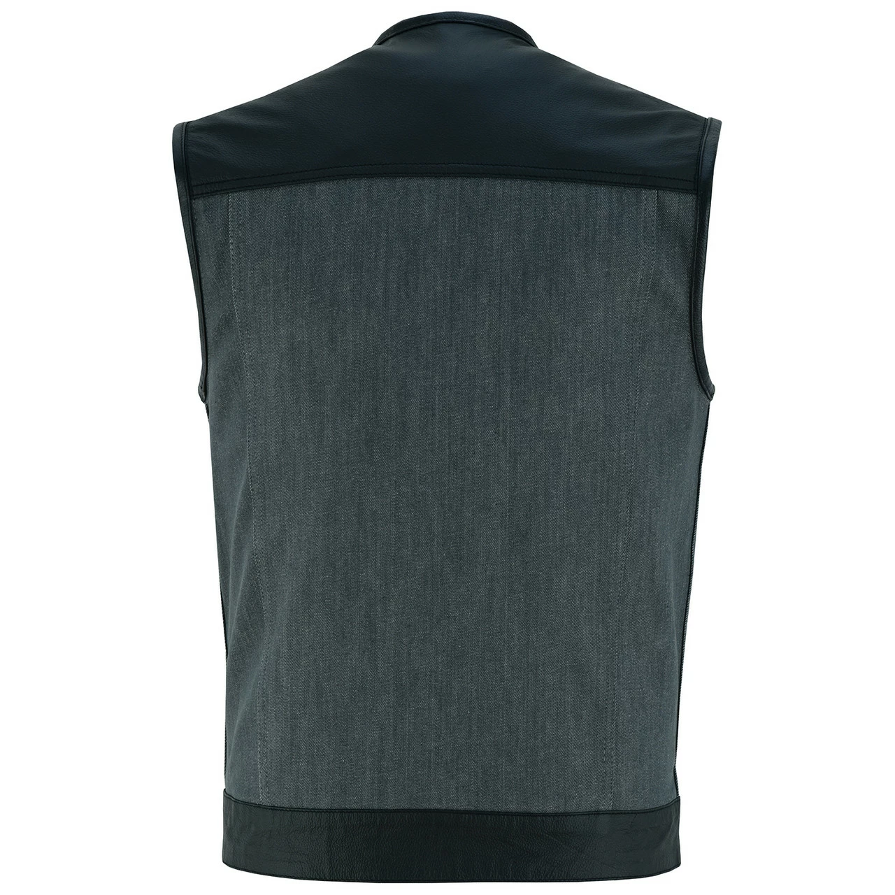 Vance Leathers Men's Grey Denim & Leather Motorcycle Vest With CCW Pockets 5 Vance Leathers Men's Grey Denim & Leather Motorcycle Vest With CCW Pockets - Image 3