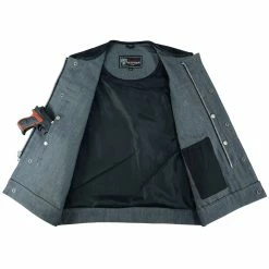 Vance Leathers Men's Grey Denim & Leather Motorcycle Vest With CCW Pockets 14 Vance Leathers Men's Grey Denim & Leather Motorcycle Vest With CCW Pockets -100 Percent Shop 1516439 01452.1665807701
