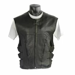 Jafrum MV904 SWAT Team Bulletproof Style Cowhide Biker Motorcycle Leather Vest