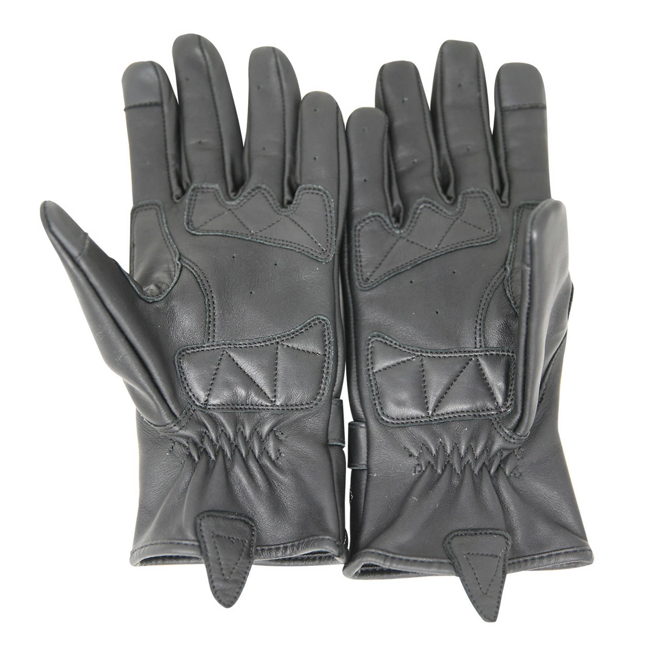 Vance VL416 Women's Premium Waxed Leather Motorcycle Gloves With White Stitching