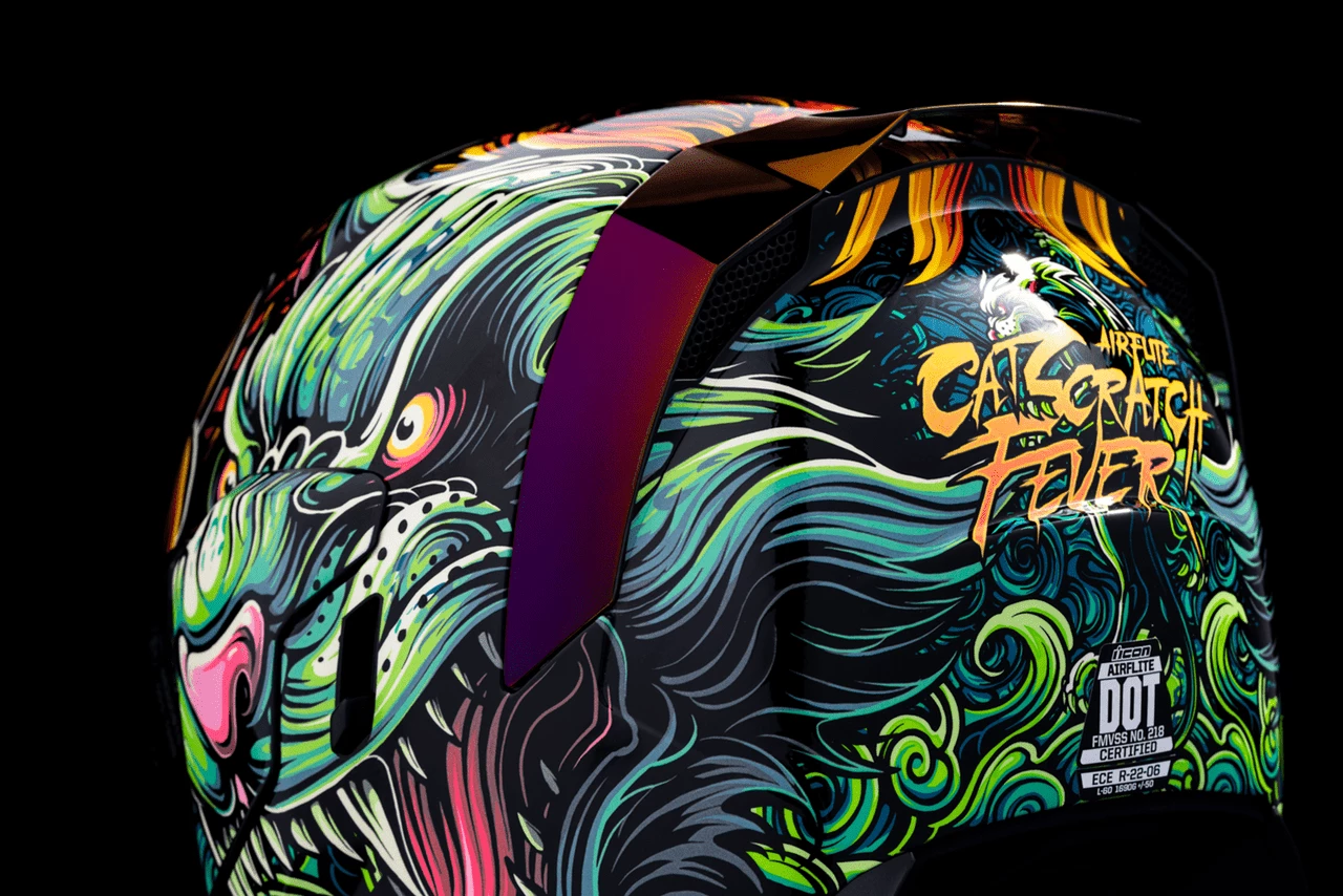 Icon Airflite Cat Scratch Fever Motorcycle Helmet 11 Icon Airflite Cat Scratch Fever Motorcycle Helmet - Image 9
