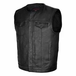 Alternative view of High Mileage HMM919 Mens Black Premium Cowhide Leather SOA Style Club Vest With Quick Access Conceal Carry Pocket
