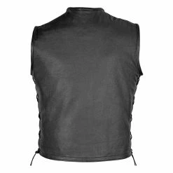 Alternative view of High Mileage HMM931 Mens Black Premium Cowhide Front Zipper Closure Biker Motorcycle Leather Vest