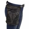 Vance VA560 Men And Women Black Leather Multi-Function Concealed Carry Biker Motorcycle Drop Leg Fanny Pack Thigh Bag