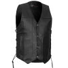 Vance VL907 Mens Black Premium Cowhide Leather Biker Motorcycle Vest With Buffalo Nickel Snaps And Conceal Carry Pocket