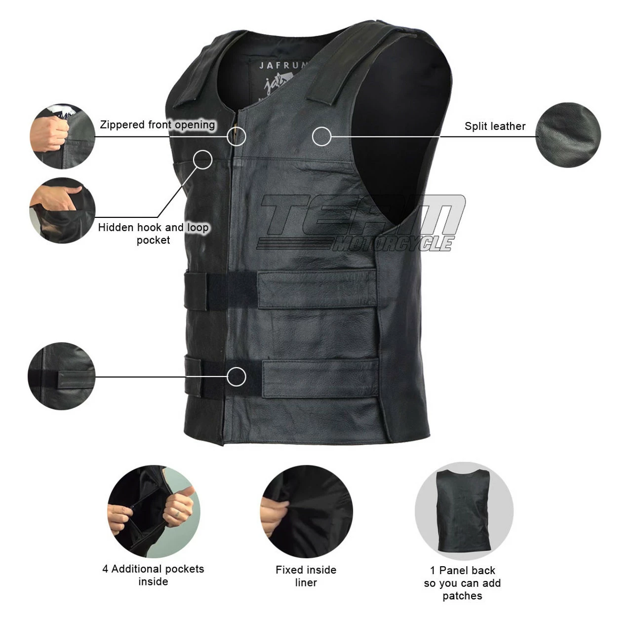 Vance MV101 Men's Bulletproof Style Biker Leather Motorcycle Vest