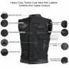 Vance VL1914L Mens Black Front Zipper And Snap Closure SOA Club Style Leather Trimmed Textile Motorcycle Vest