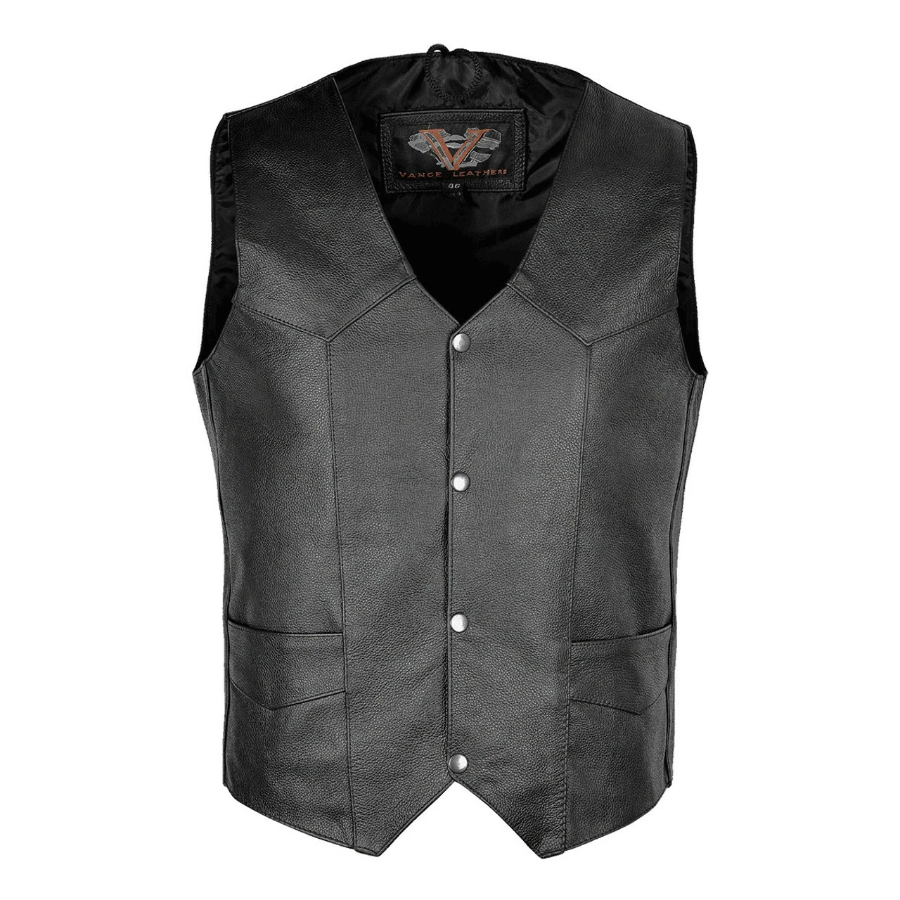 Vance VL901S Mens Black Leather Vest - Image 2
