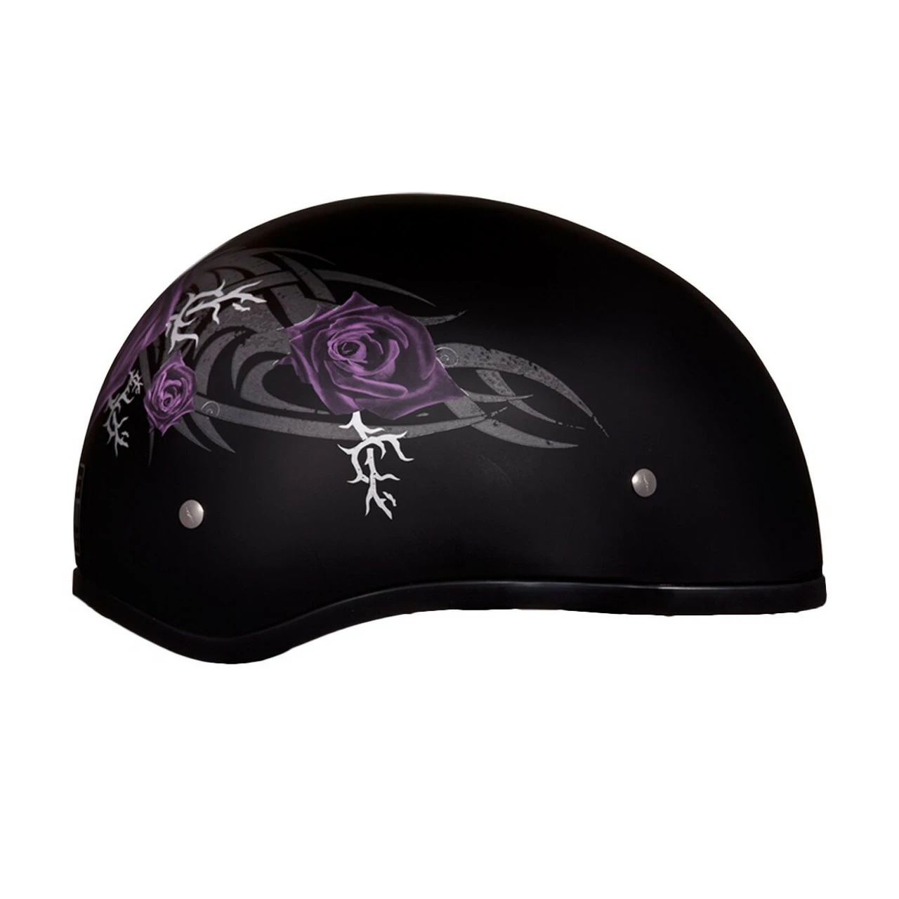 Daytona Women's Skull Cap Purple Rose Half Helmet 3 Daytona Women's Skull Cap Purple Rose Half Helmet