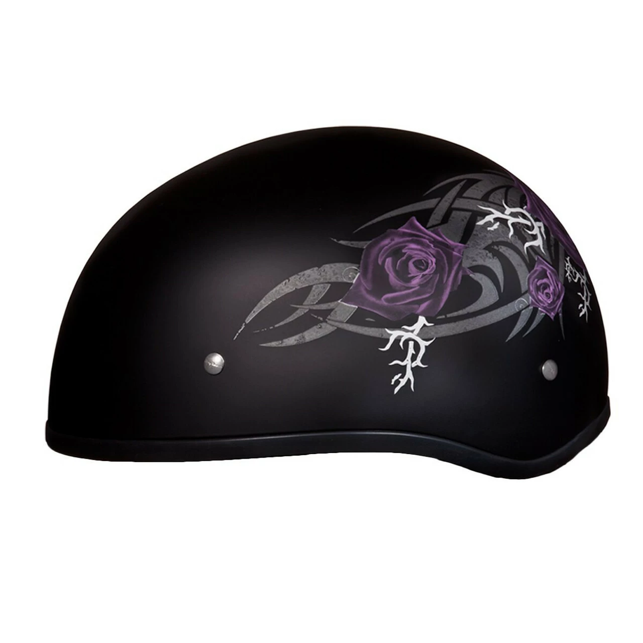 Daytona Women's Skull Cap Purple Rose Half Helmet 4 Daytona Women's Skull Cap Purple Rose Half Helmet - Image 2