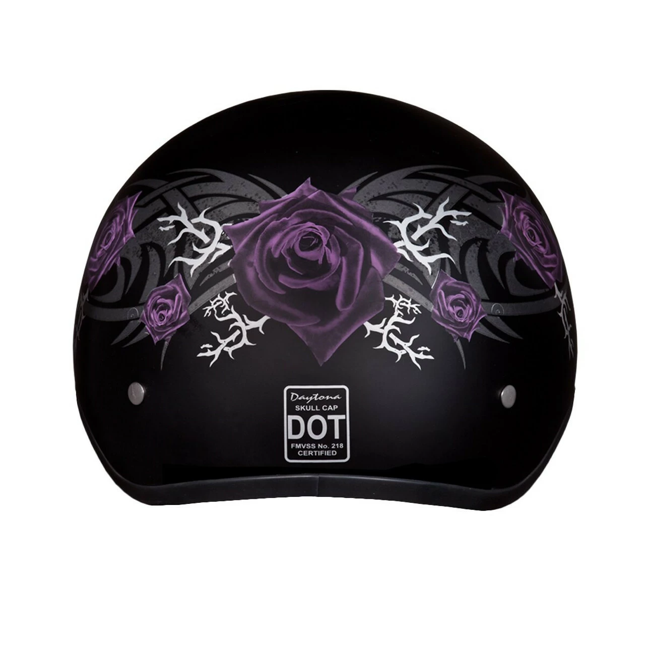 Daytona Women's Skull Cap Purple Rose Half Helmet 5 Daytona Women's Skull Cap Purple Rose Half Helmet - Image 3