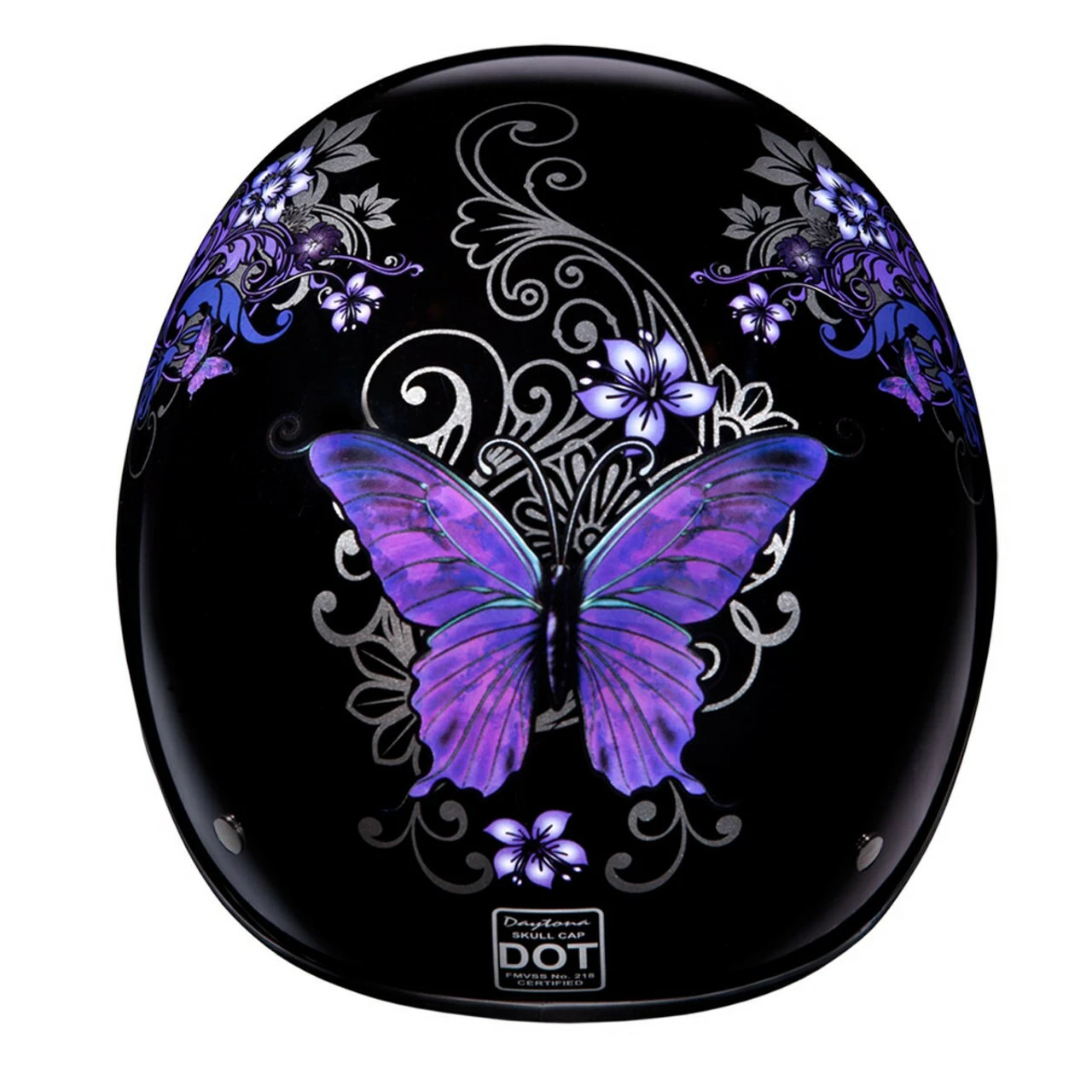 Daytona Women's Skull Cap Butterfly Half Helmet 6 Daytona Women's Skull Cap Butterfly Half Helmet - Image 4