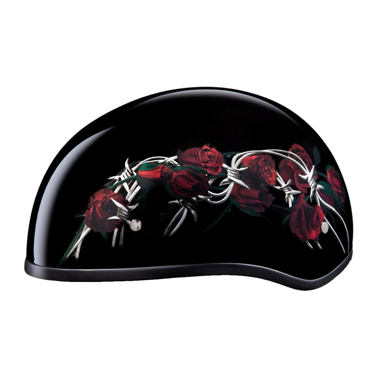 Daytona Women's Skull Cap Barbed Roses Half Helmet 4 Daytona Women's Skull Cap Barbed Roses Half Helmet - Image 2