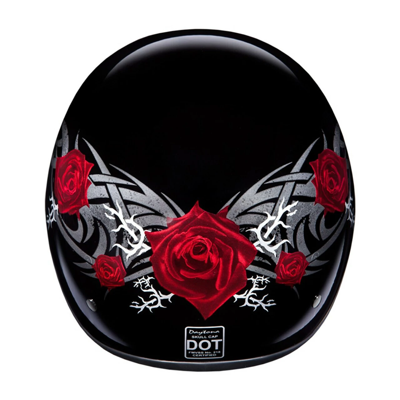 Daytona Skull Cap Rose Half Helmet 5 Daytona Skull Cap Rose Half Helmet - Image 3