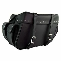 Vance VS211 Black Motorcycle Saddlebags For Honda Yamaha Kawasaki Indian And Harley Davidson Motorcycles