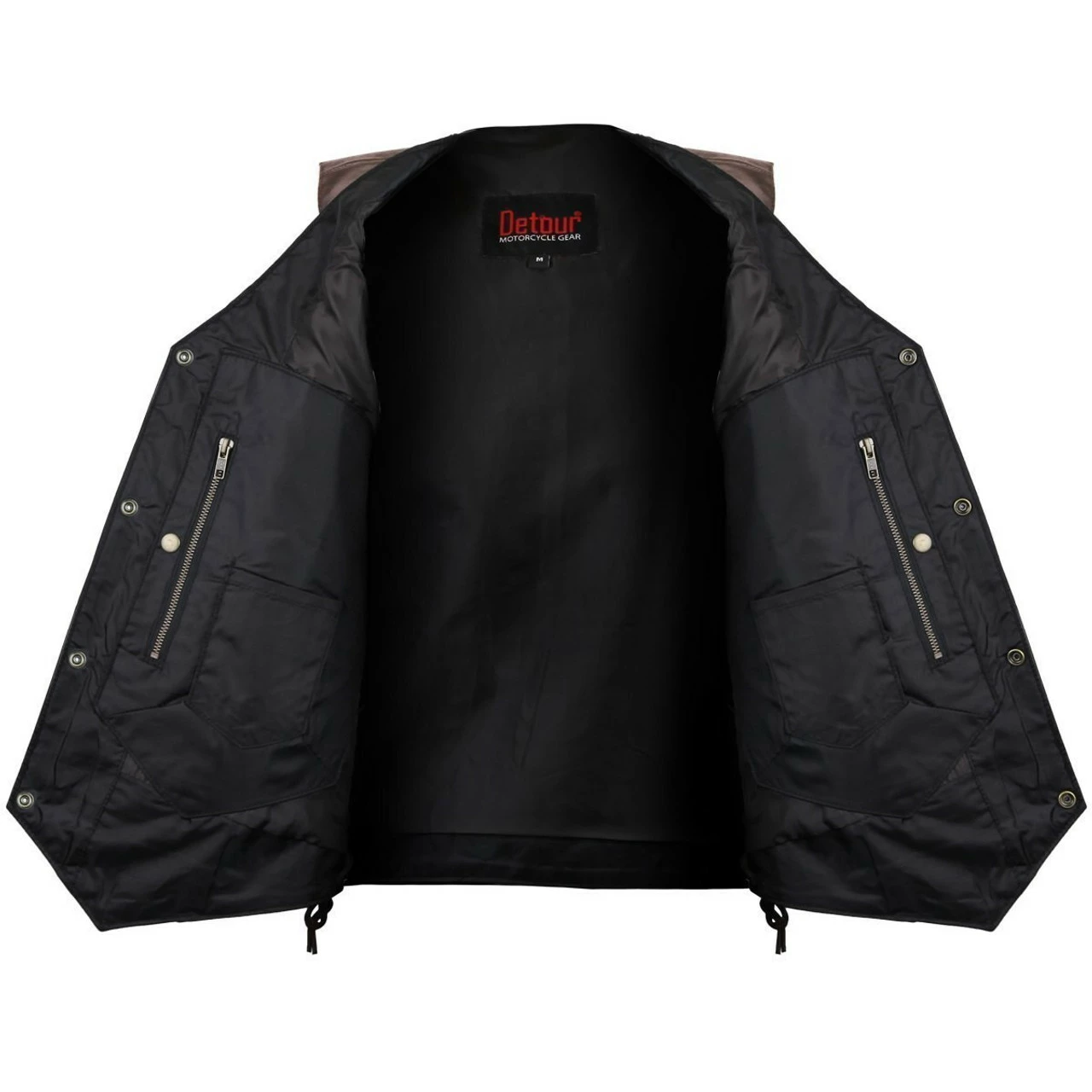 Jafrum MV915 Mens Brown Ten Pocket Cowhide Leather Motorcycle Vest - Image 3