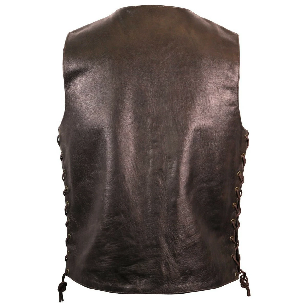 Jafrum MV915 Mens Brown Ten Pocket Cowhide Leather Motorcycle Vest - Image 2
