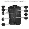 High Mileage HMM932 Mens Black Premium Cowhide Front Center Zipper Biker Motorcycle Leather Vest
