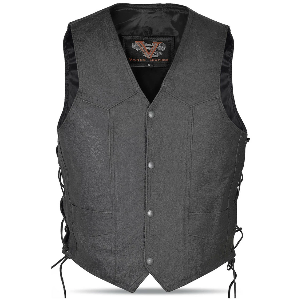 Vance VK902S Kids Boys Girls Childrens Lace Side Biker Motorcycle Style Leather Vest - Image 2