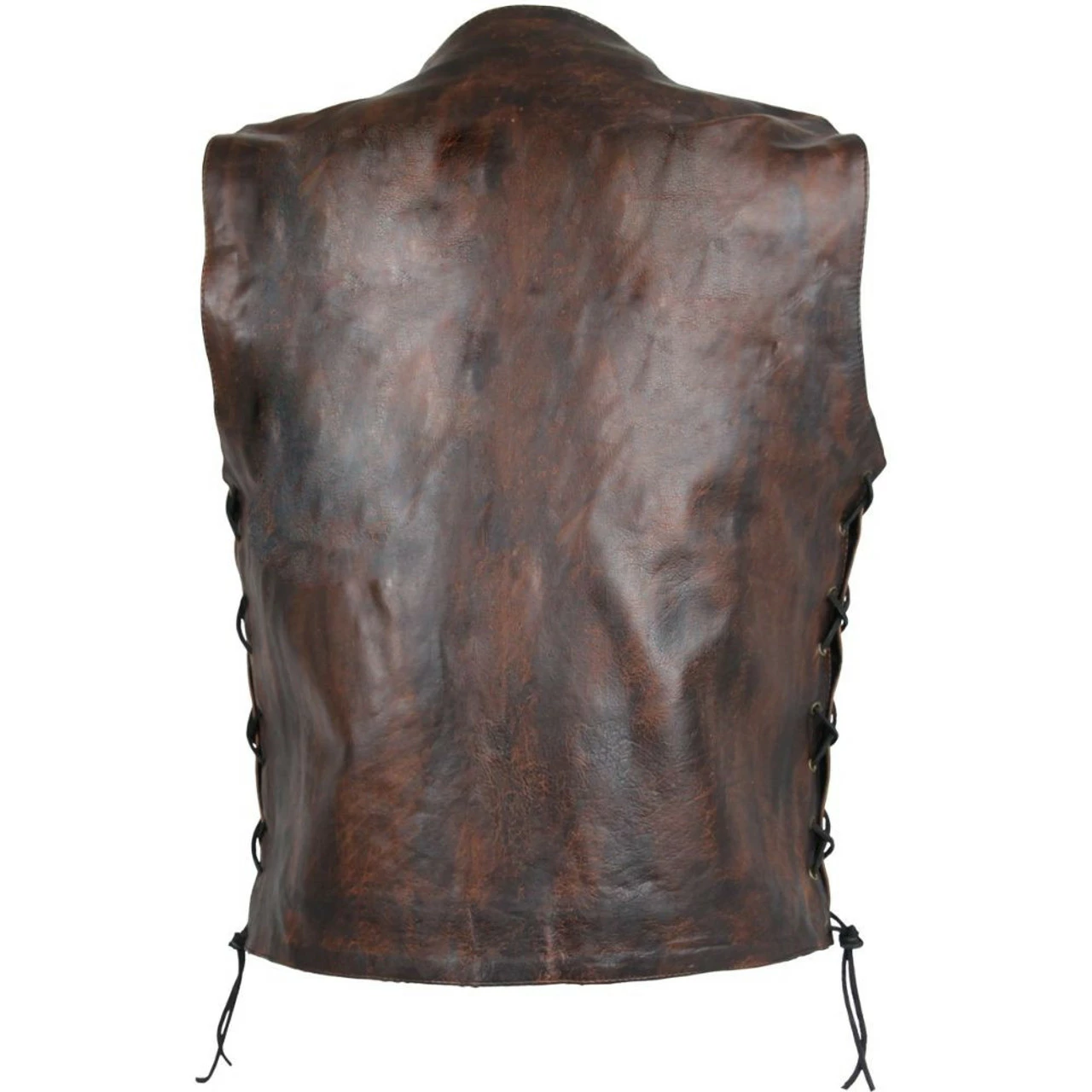 High Mileage HMM915VB Mens Vintage Brown Premium Cowhide Ten Pocket Leather Motorcycle Vest - Image 6