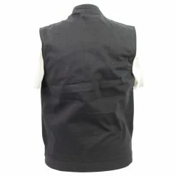 Vance VB920 Mens Black Heavy Duty Concealed Carry Denim Motorcycle Vest