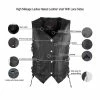 High Mileage HML1040 Womens Black Premium Cowhide Lace Side Biker Leather Vest