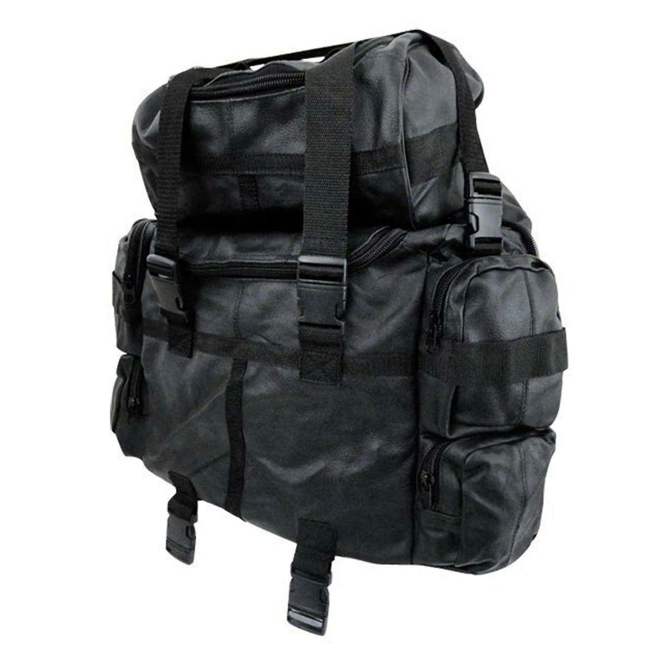 Jafrum SB1 Black Expandable Leather Motorcycle Luggage Travel Backpack Rucksack Sissy Bar Bag 4 Jafrum SB1 Black Expandable Leather Motorcycle Luggage Travel Backpack Rucksack Sissy Bar Bag - Image 2
