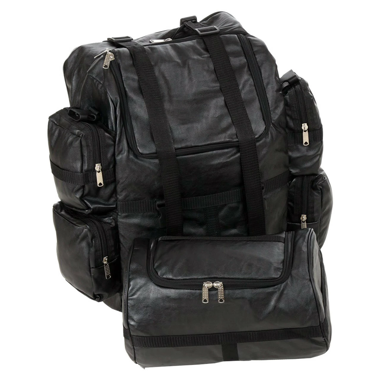 Jafrum SB1 Black Expandable Leather Motorcycle Luggage Travel Backpack Rucksack Sissy Bar Bag 5 Jafrum SB1 Black Expandable Leather Motorcycle Luggage Travel Backpack Rucksack Sissy Bar Bag - Image 3