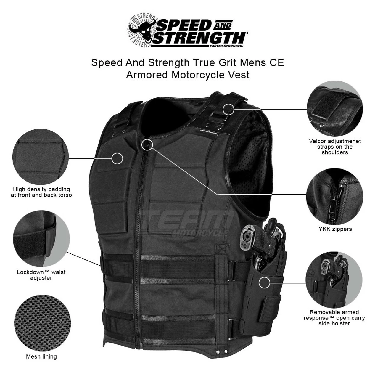 Speed And Strength True Grit Mens CE Armored Motorcycle Vest 3 Speed And Strength True Grit Mens CE Armored Motorcycle Vest