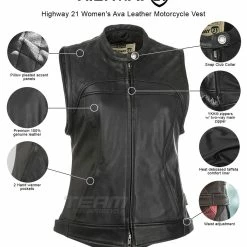 Highway 21 Women's Ava Leather Motorcycle Vest