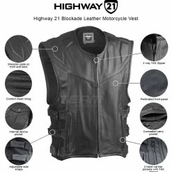 Highway 21 Blockade Leather Motorcycle Vest