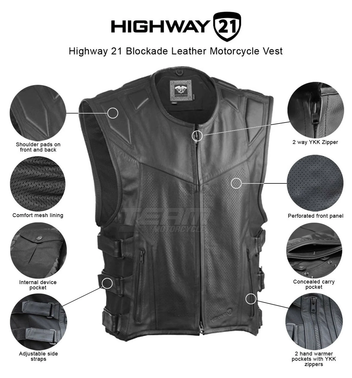 Highway 21 Blockade Leather Motorcycle Vest