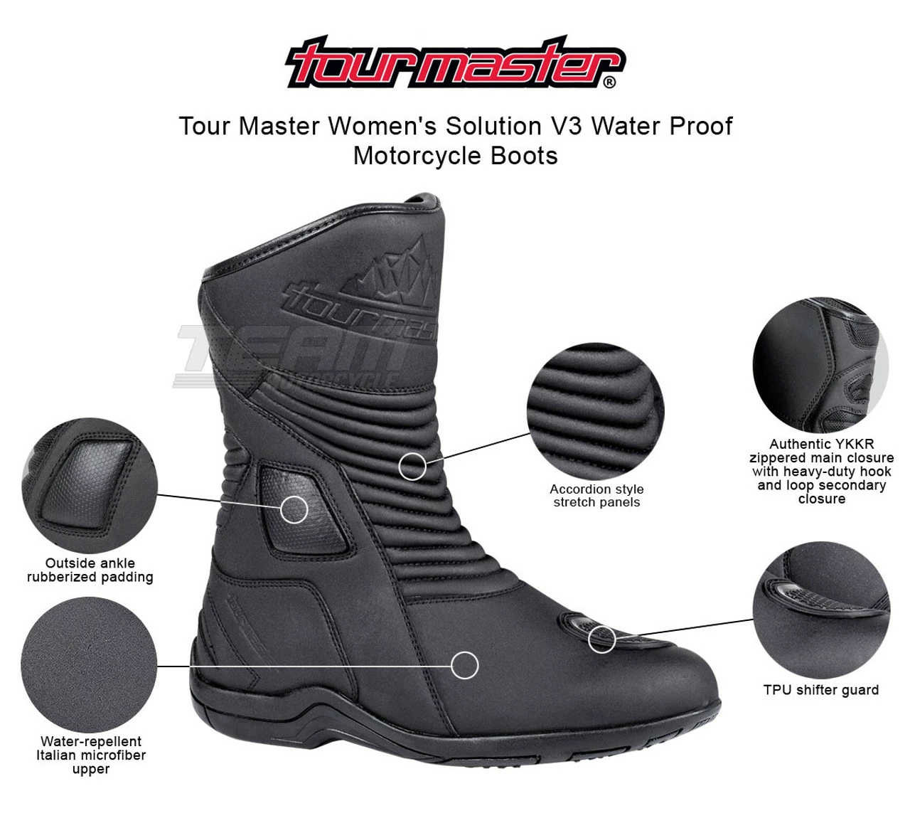 Tour Master Women's Solution V3 Water Proof Motorcycle Boots