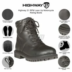 Highway 21 RPM Lace Up Motorcycle Riding Boots