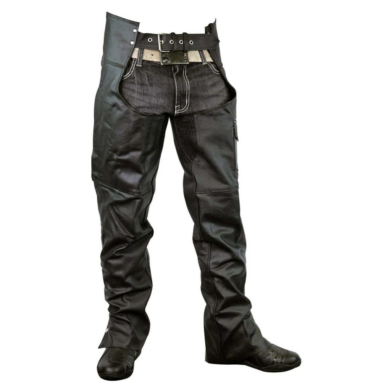 Vance Leather VL805S Mens And Womens All Season Black Zip-out Insulated Thermal Liner Biker Leather Motorcycle Chaps - Image 4