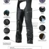 Vance Leather VL805S Mens And Womens All Season Black Zip-out Insulated Thermal Liner Biker Leather Motorcycle Chaps