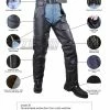 Vance Leather VL802S Mens And Womens All Season Black Zip-out Insulated Thermal Liner Braided Biker Leather Motorcycle Chaps