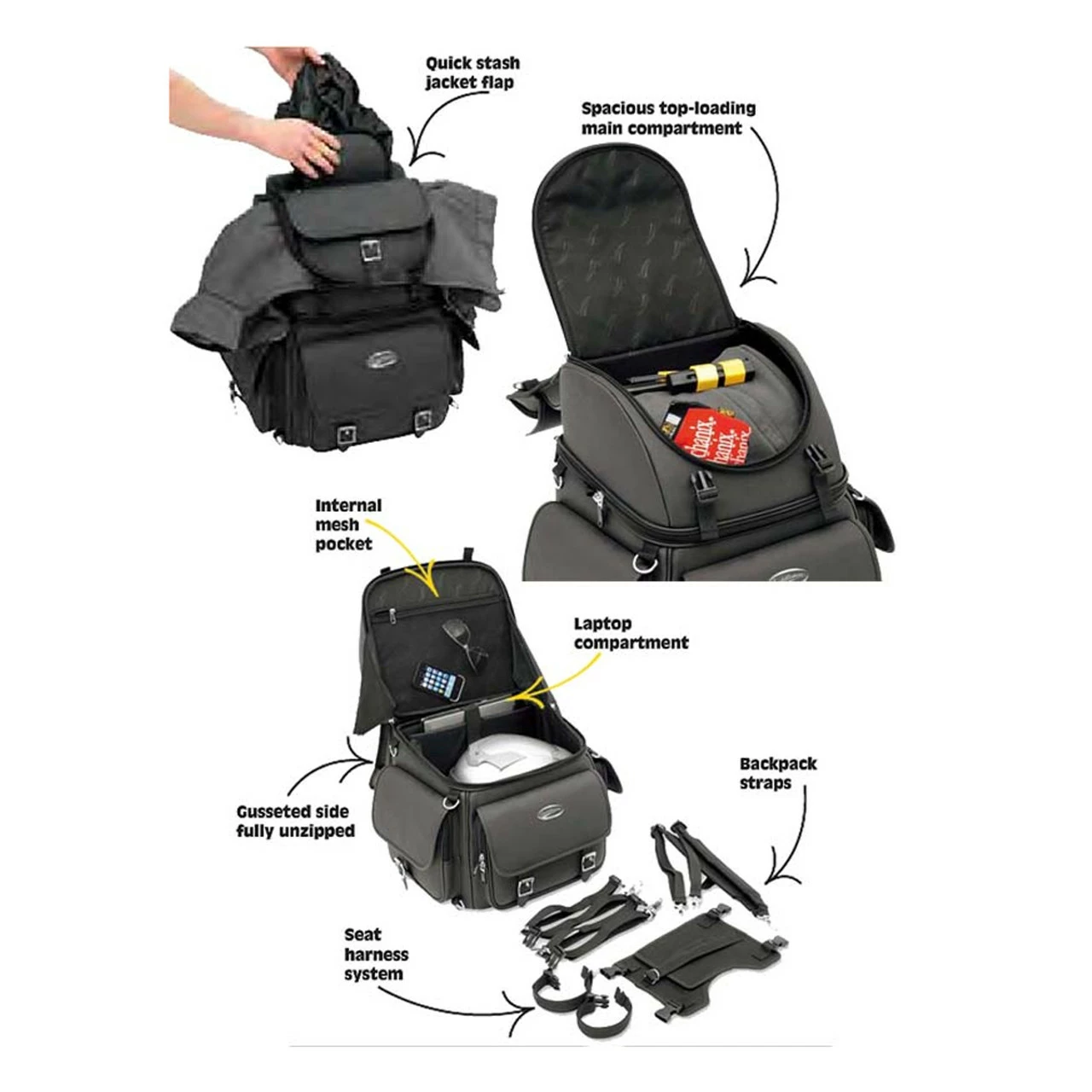 Saddlemen BR3400 EX Studs Sissy Bar Bag 7 Saddlemen BR3400 EX Studs Sissy Bar Bag - Image 5