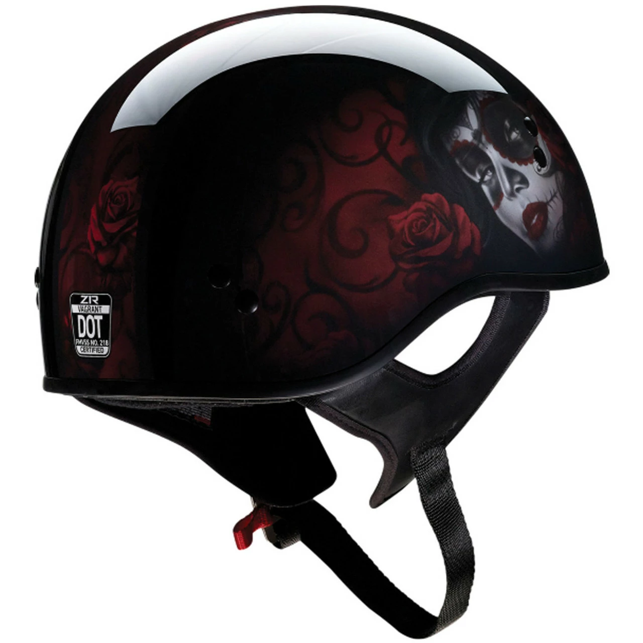 Z1R Vagrant Red Catrina Helmet 4 Z1R Vagrant Red Catrina Helmet - Image 2