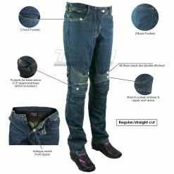 Womens Denim Motorcycle Pants With CE Armor
